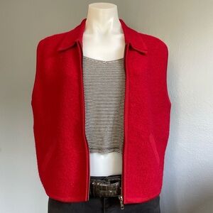 SOLD 🚫Red 100% Wool Zip-Up Vest